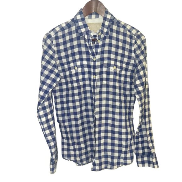 💙 Banana Republic Soft Wash Cotton Check Blouse – Size XS - Picture 2 of 7